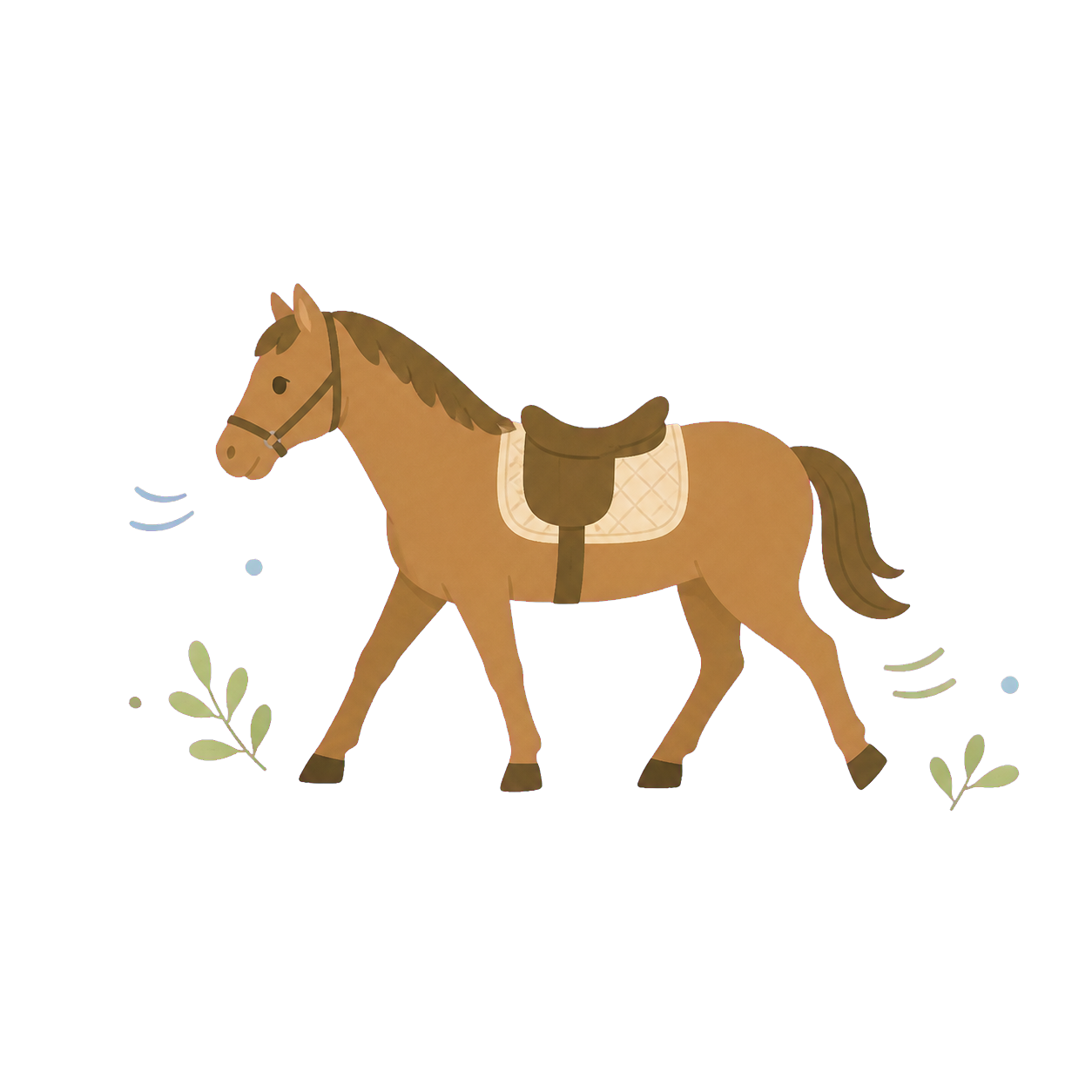 馬の歩くリズムを表した小さなフラットイラスト